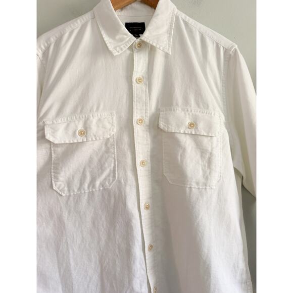 J.Crew | NWT Men's Linen-cotton blend twill workshirt in White | Sz M - Picture 5 of 11